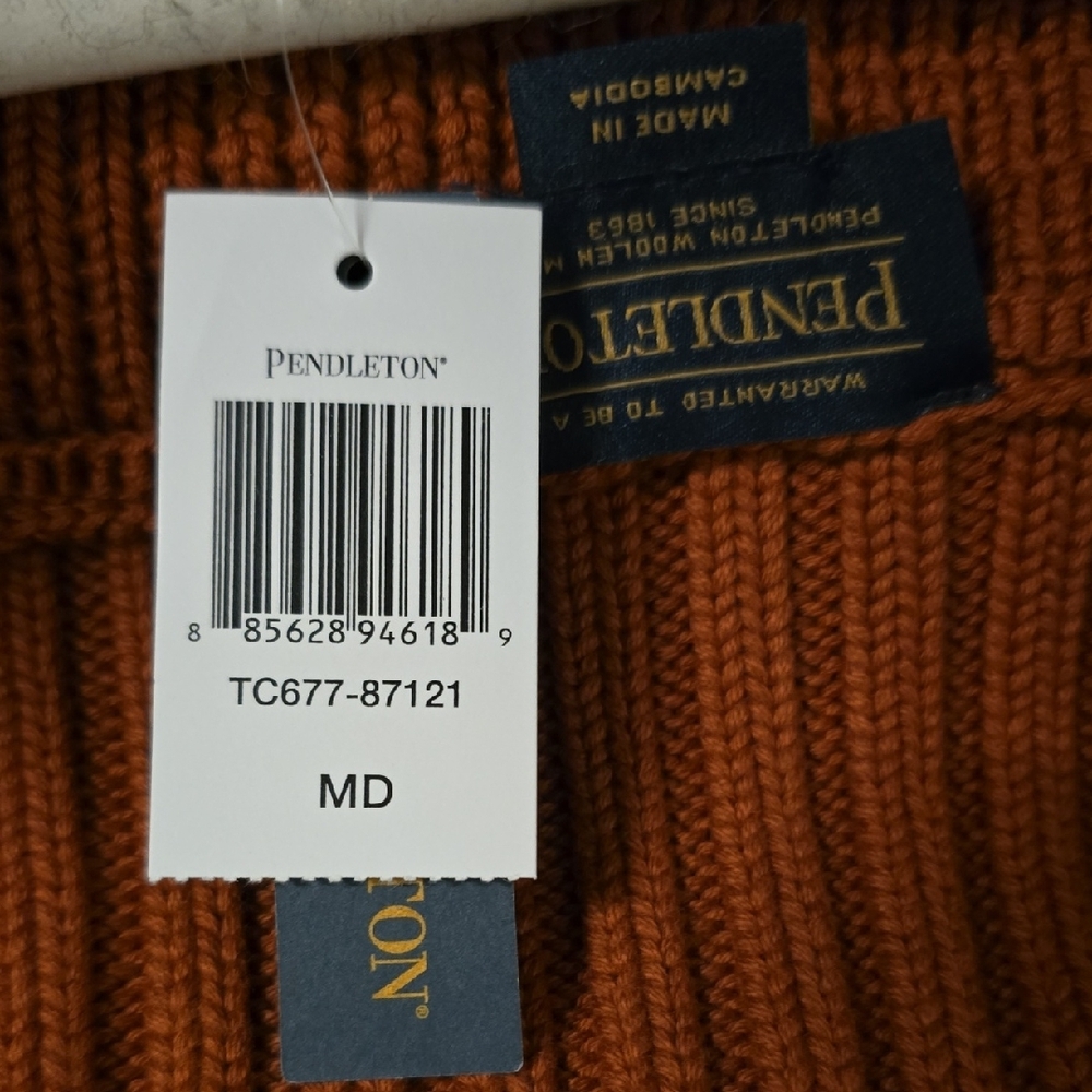 Pendleton Rust and Cream Patterned Shawl-Collar Cardigan - Picture 8 of 8